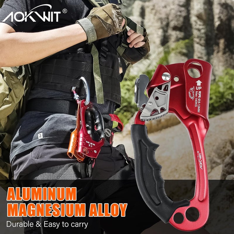 AOKWIT UIAA & CE Certified Rope Ascender Aluminum Alloy Rock Climbing Gear Strong Rigging Rappelling Equipment for Rock Tree Climbing Arborist Rescue Mountaineering Caving - Image 2
